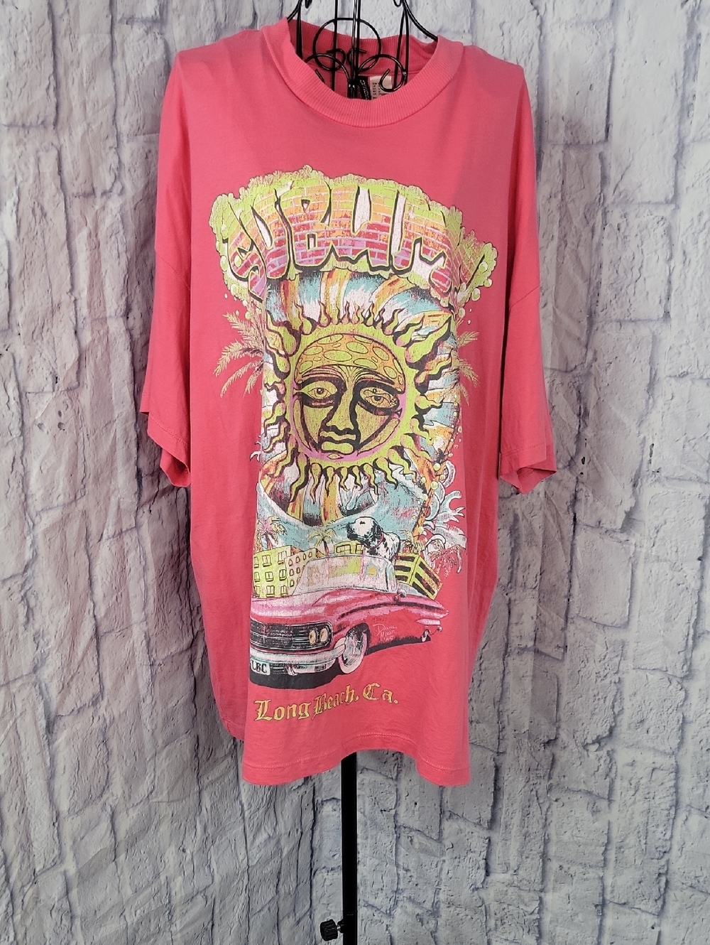 H&M‎ Sublime Long Beach CA Graphic Tee Pink Oversized Medium